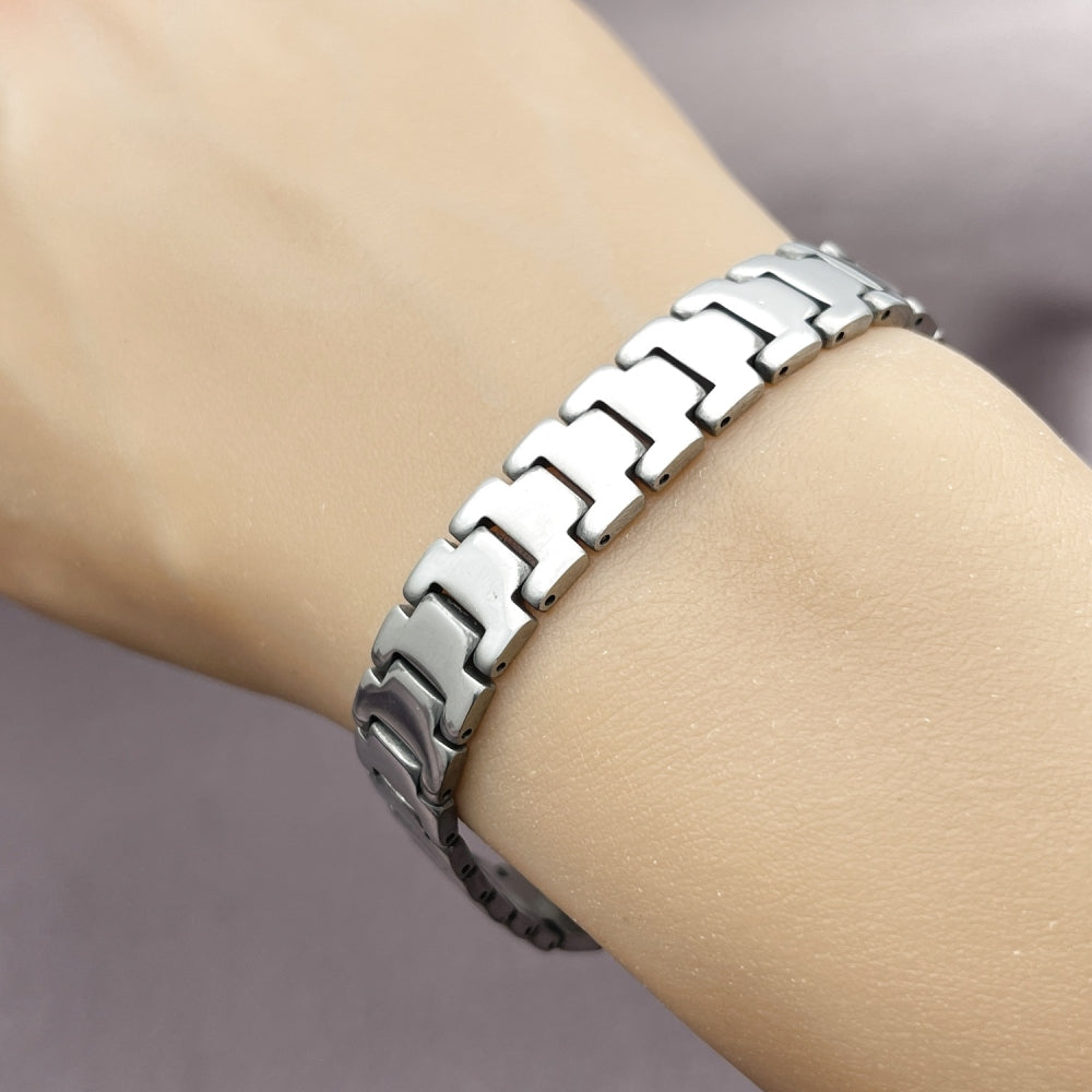 Stainless Steel Solid Bracelet, Polished, Steel Finish