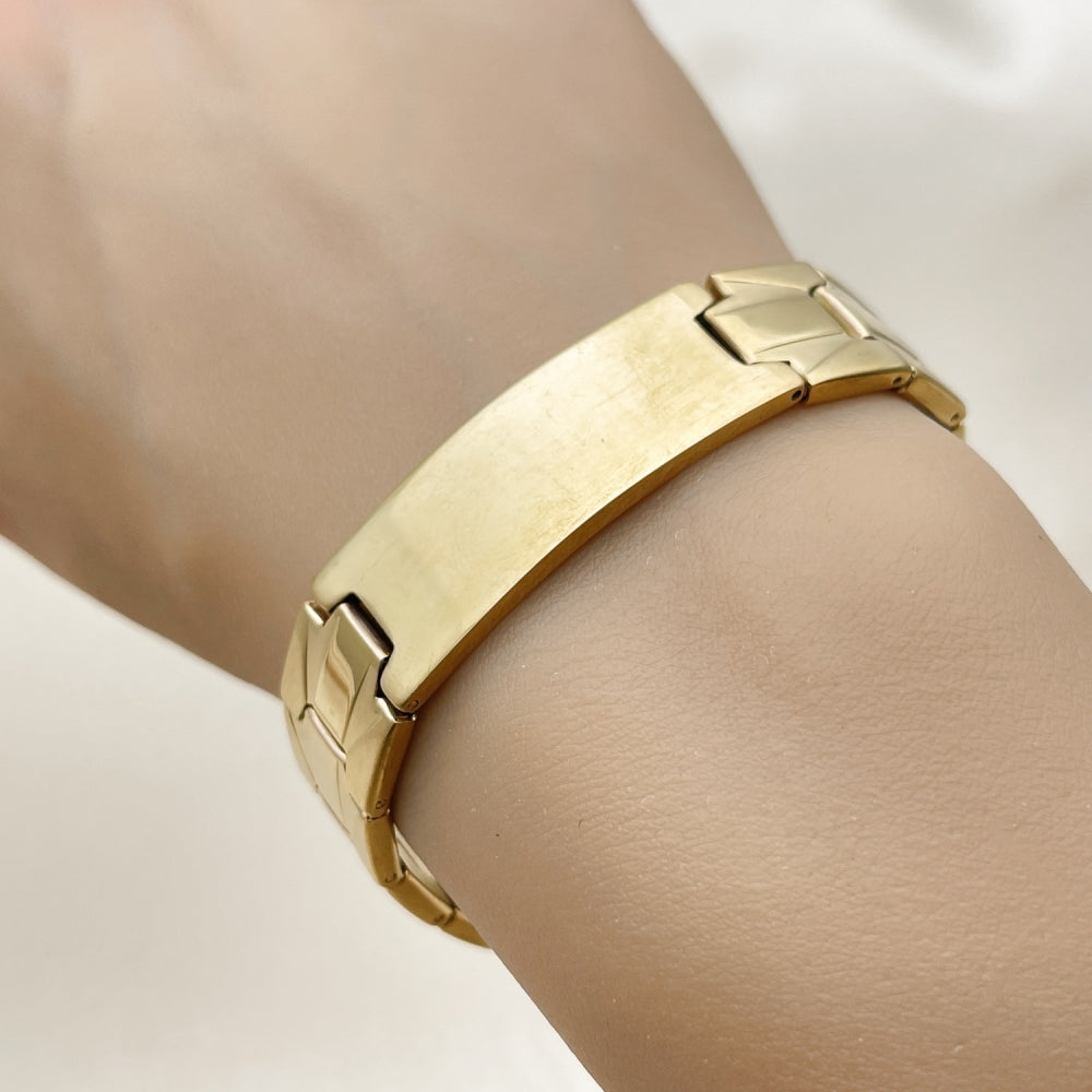 Stainless Steel Solid Bracelet, Polished, Golden Finish