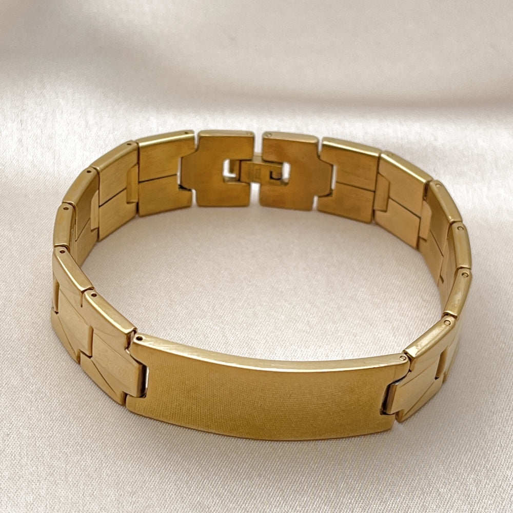 Stainless Steel Solid Bracelet, Polished, Golden Finish