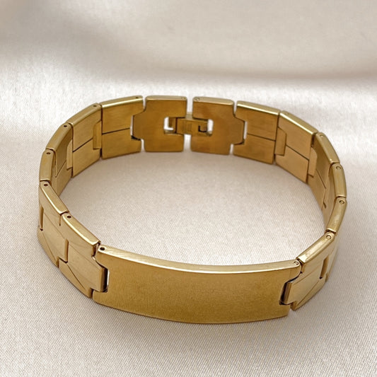 Stainless Steel Solid Bracelet, Polished, Golden Finish