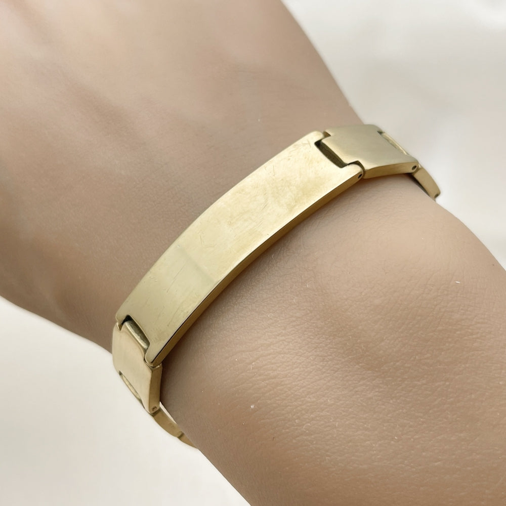Stainless Steel Solid Bracelet, Polished, Golden Finish