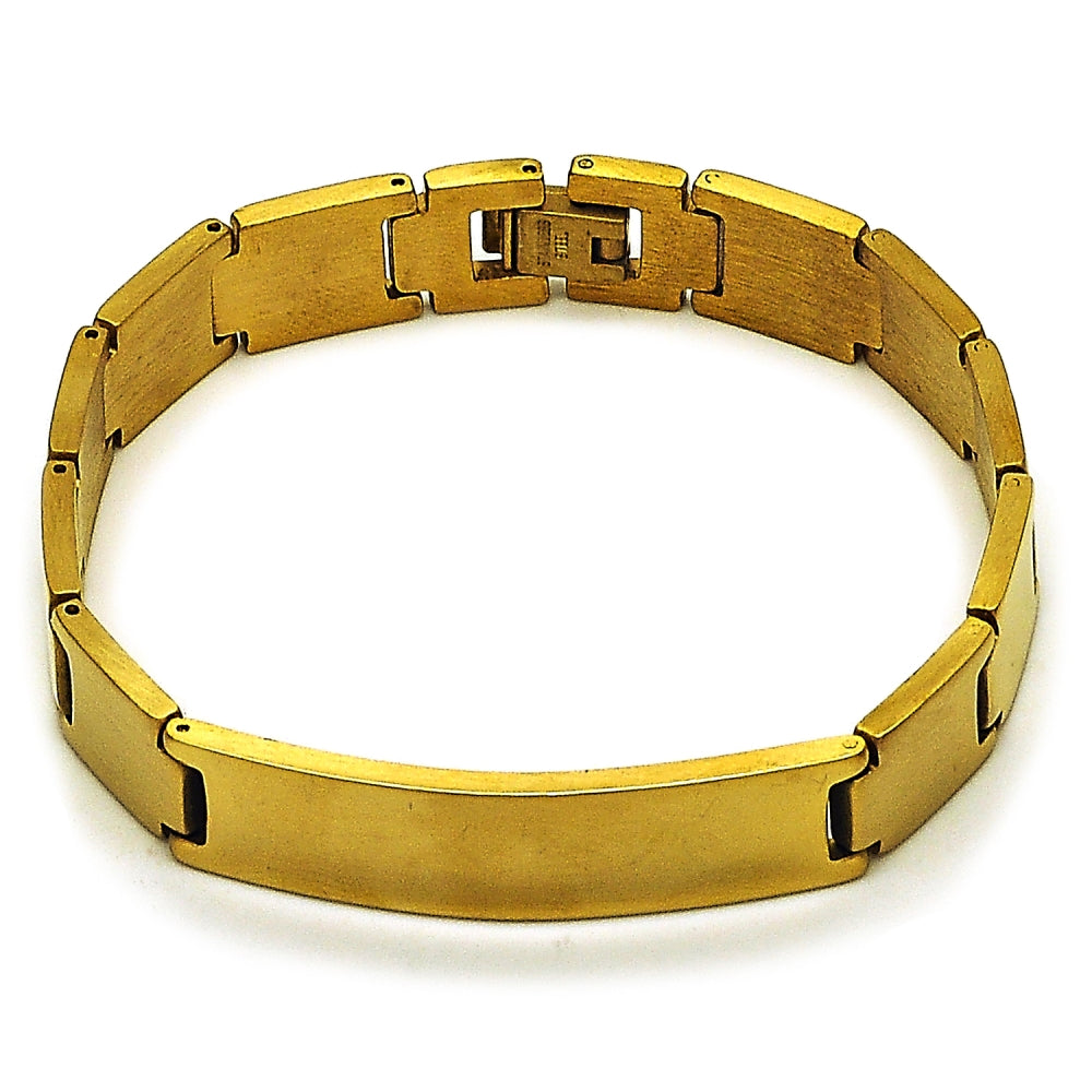 Stainless Steel Solid Bracelet, Polished, Golden Finish
