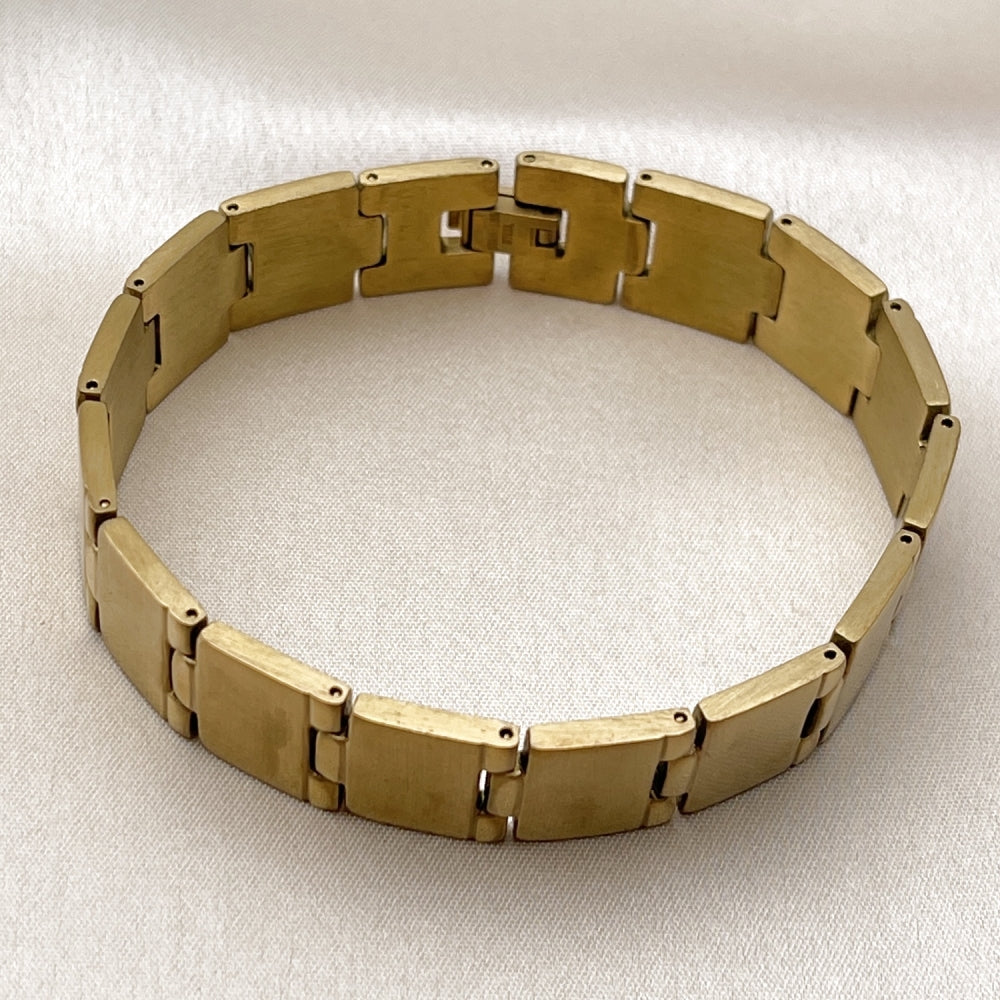 Stainless Steel Solid Bracelet, Polished, Golden Finish