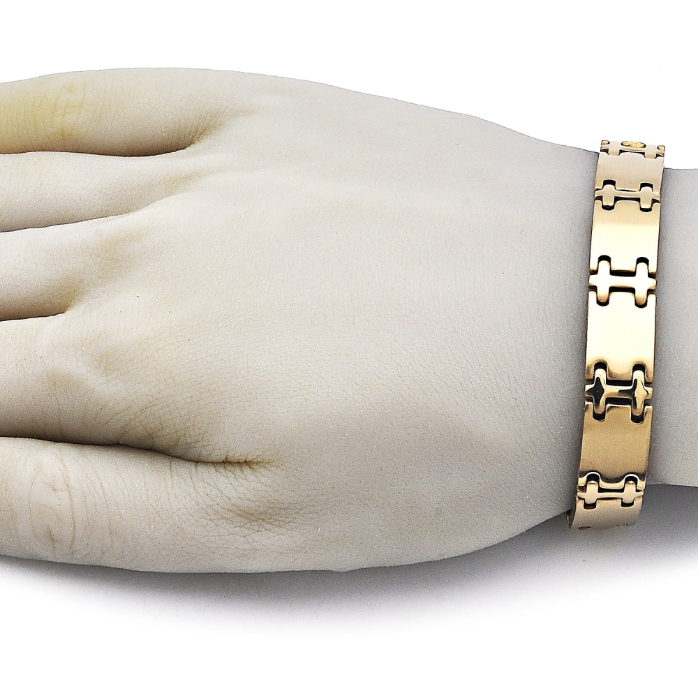 Stainless Steel Solid Bracelet, Polished, Golden Finish