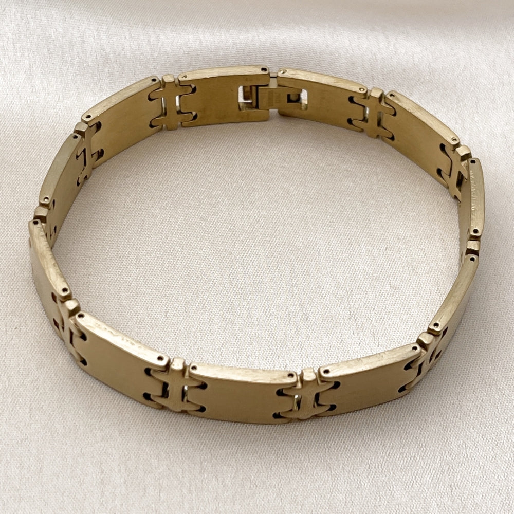 Stainless Steel Solid Bracelet, Polished, Golden Finish