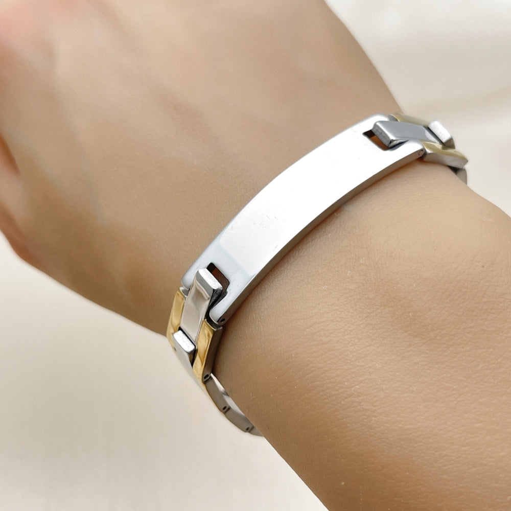 Stainless Steel ID Bracelet, Polished, Two Tone
