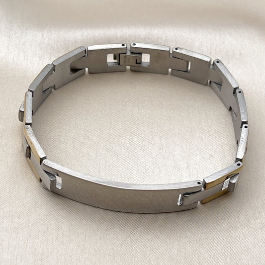 Stainless Steel ID Bracelet, Polished, Two Tone