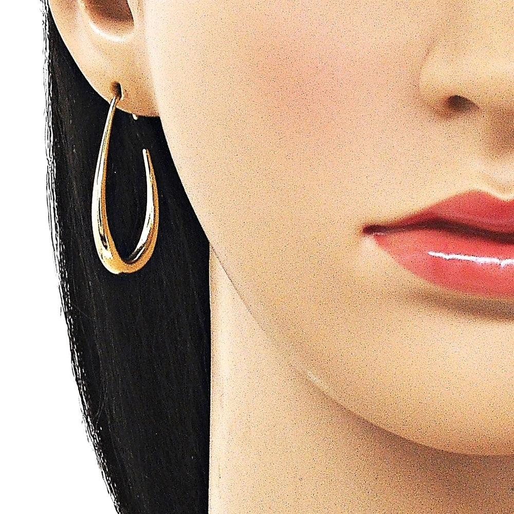Oro Laminado Medium Hoop, Gold Filled Style Hollow Design, Polished, Golden Finish