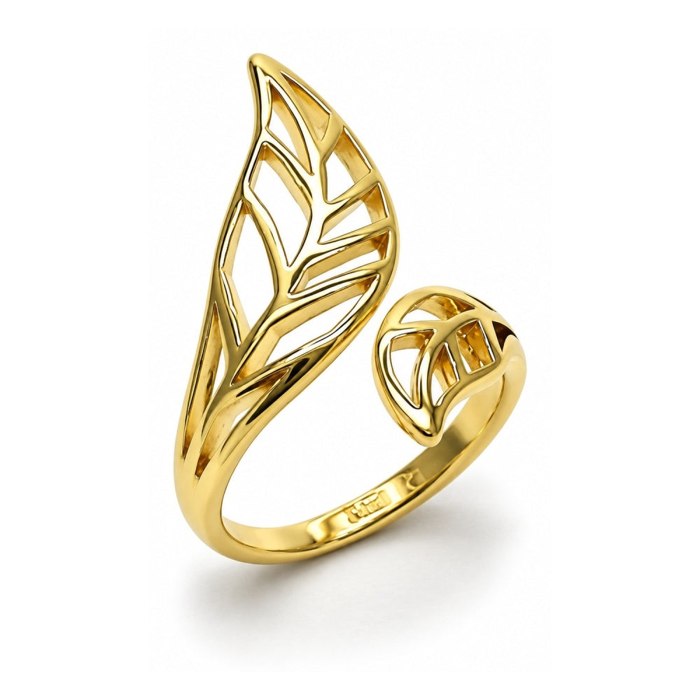 Oro Laminado Elegant Ring, Gold Filled Style Leaf Design, Polished, Golden Finish