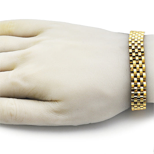 Stainless Steel Solid Bracelet, Polished, Golden Finish