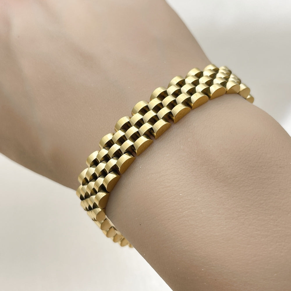 Stainless Steel Solid Bracelet, Polished, Golden Finish