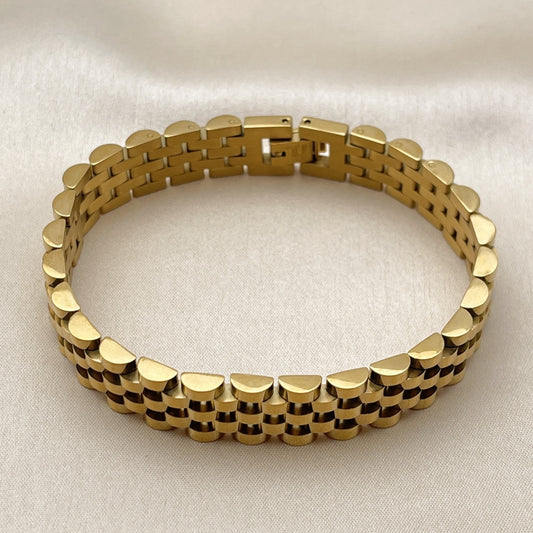 Stainless Steel Solid Bracelet, Polished, Golden Finish