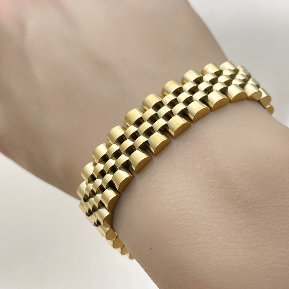 Stainless Steel Solid Bracelet, Polished, Golden Finish