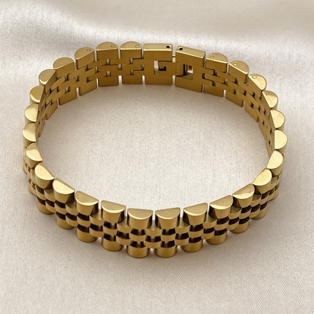Stainless Steel Solid Bracelet, Polished, Golden Finish