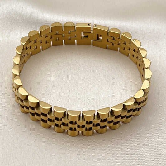 Stainless Steel Solid Bracelet, Polished, Golden Finish