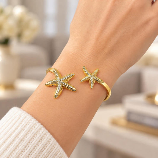 Oro Laminado Individual Bangle, Gold Filled Style Star Design, Diamond Cutting Finish, Golden Finish