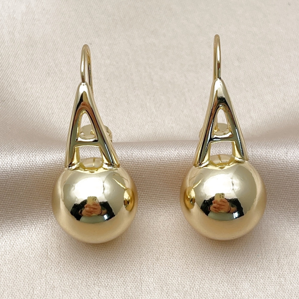 Oro Laminado Stud Earring, Gold Filled Style Ball and Hollow Design, Polished, Golden Finish