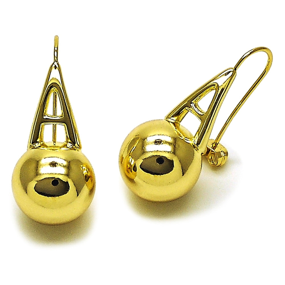 Oro Laminado Stud Earring, Gold Filled Style Ball and Hollow Design, Polished, Golden Finish