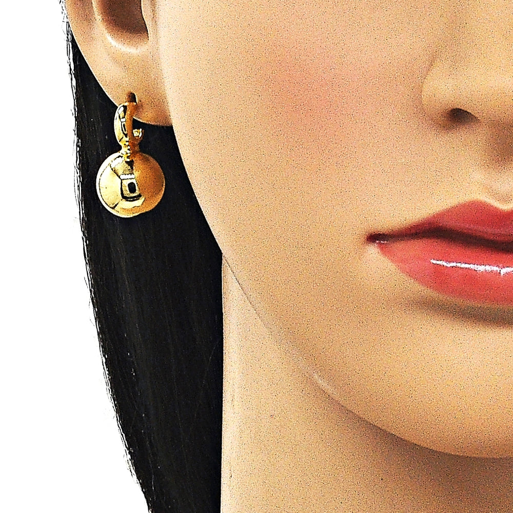 Oro Laminado Stud Earring, Gold Filled Style Ball and Hollow Design, Polished, Golden Finish