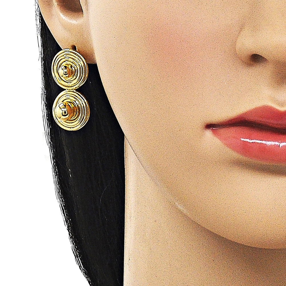 Oro Laminado Stud Earring, Gold Filled Style Ball Design, Polished, Golden Finish