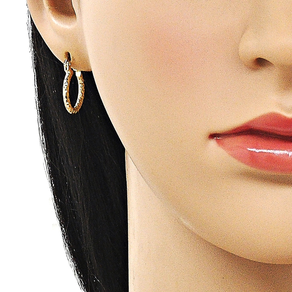 Oro Laminado Small Hoop, Gold Filled Style Diamond Cutting Finish, Golden Finish