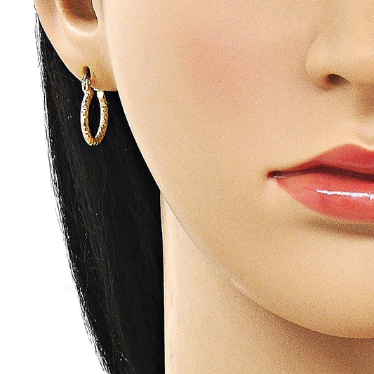 Oro Laminado Small Hoop, Gold Filled Style Diamond Cutting Finish, Golden Finish