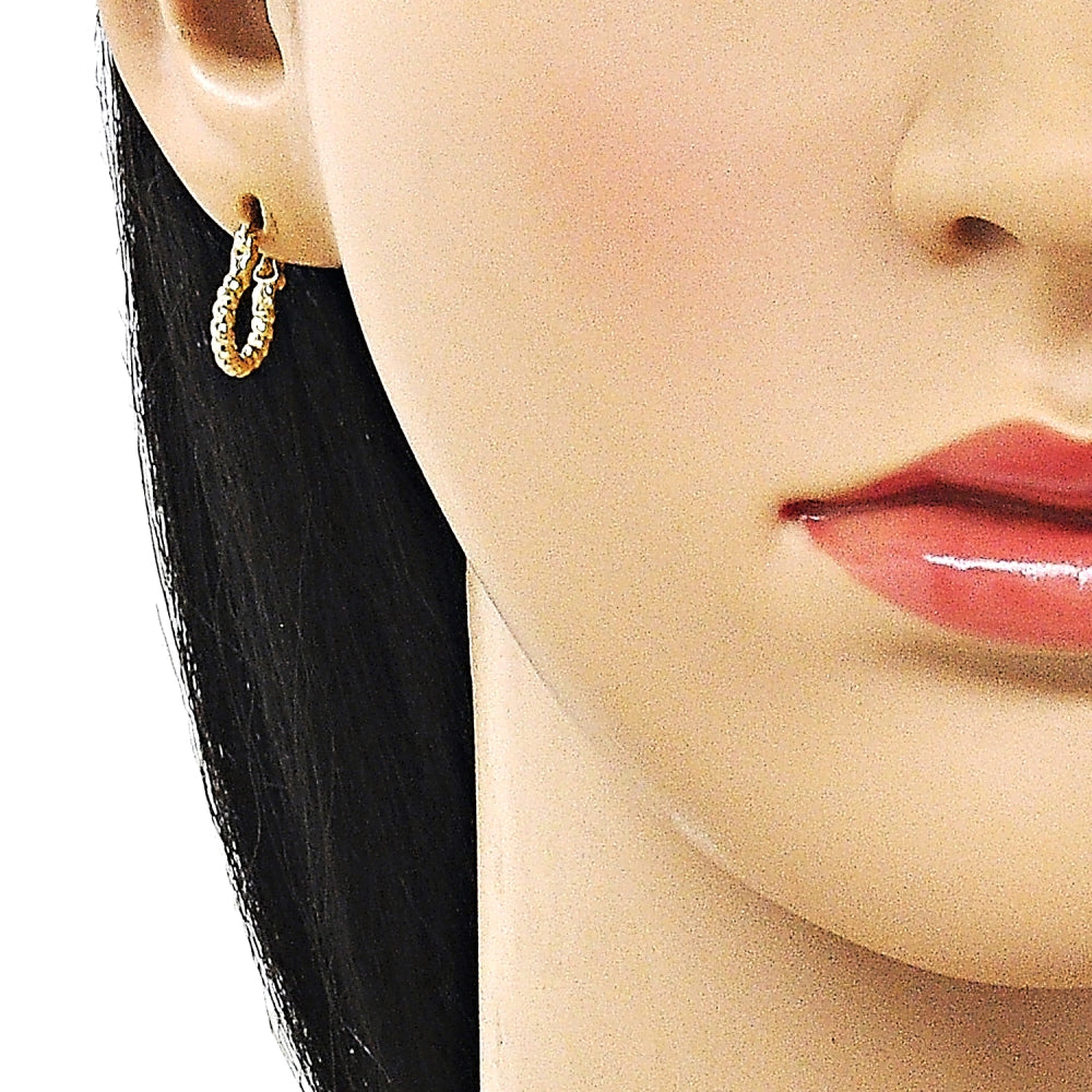 Oro Laminado Small Hoop, Gold Filled Style Diamond Cutting Finish, Golden Finish