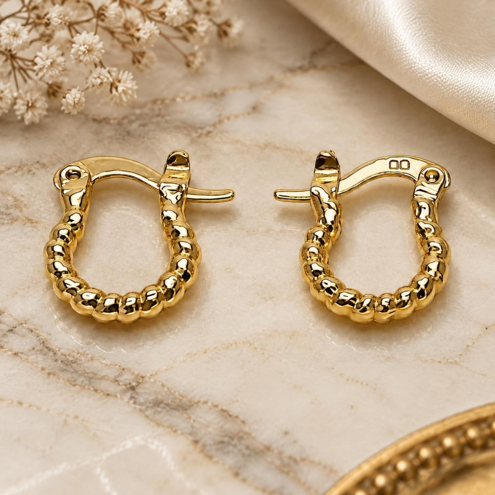 Oro Laminado Small Hoop, Gold Filled Style Diamond Cutting Finish, Golden Finish