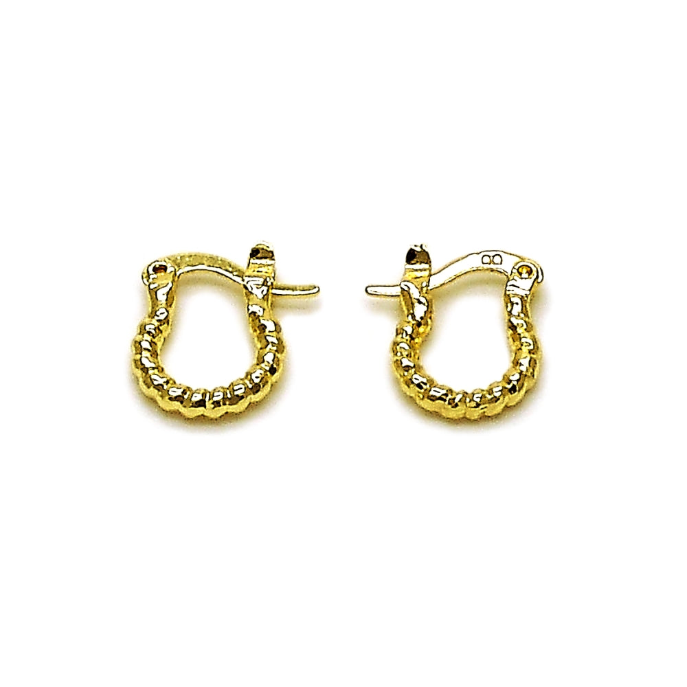 Oro Laminado Small Hoop, Gold Filled Style Diamond Cutting Finish, Golden Finish