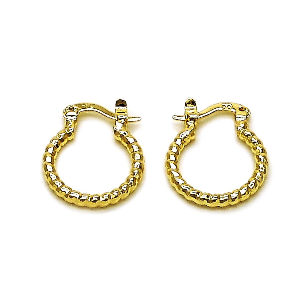 Oro Laminado Small Hoop, Gold Filled Style Diamond Cutting Finish, Golden Finish