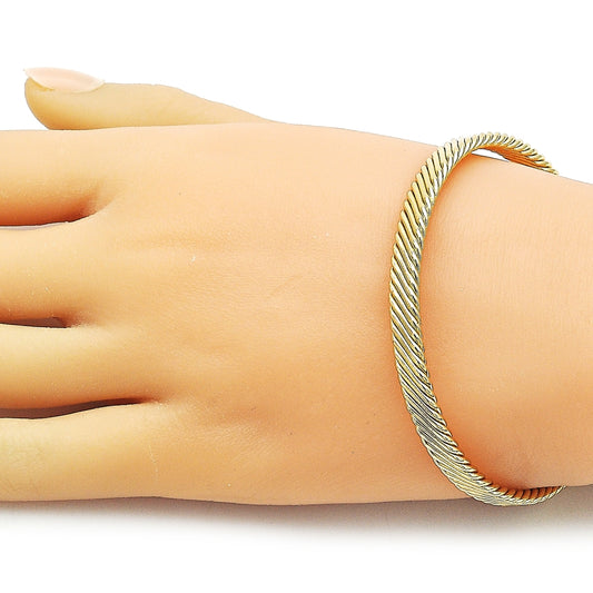 Oro Laminado Individual Bangle, Gold Filled Style Twist Design, Polished, Golden Finish