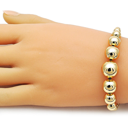 Oro Laminado Fancy Bracelet, Gold Filled Style Ball and Hollow Design, Polished, Golden Finish