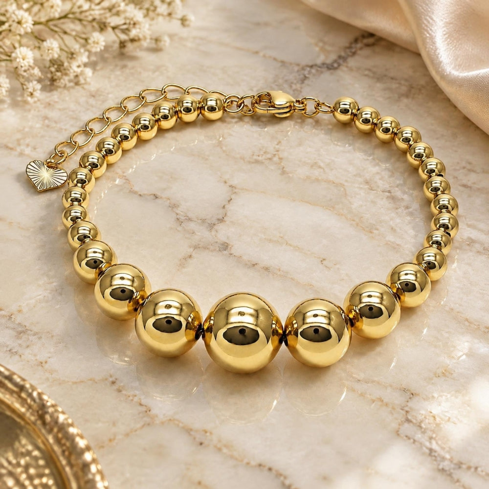 Oro Laminado Fancy Bracelet, Gold Filled Style Ball and Hollow Design, Polished, Golden Finish