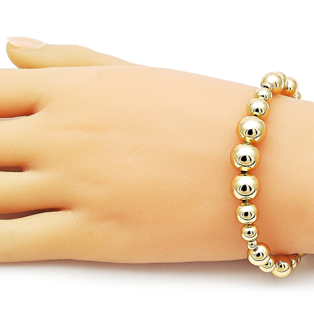 Oro Laminado Fancy Bracelet, Gold Filled Style Ball and Hollow Design, Polished, Golden Finish