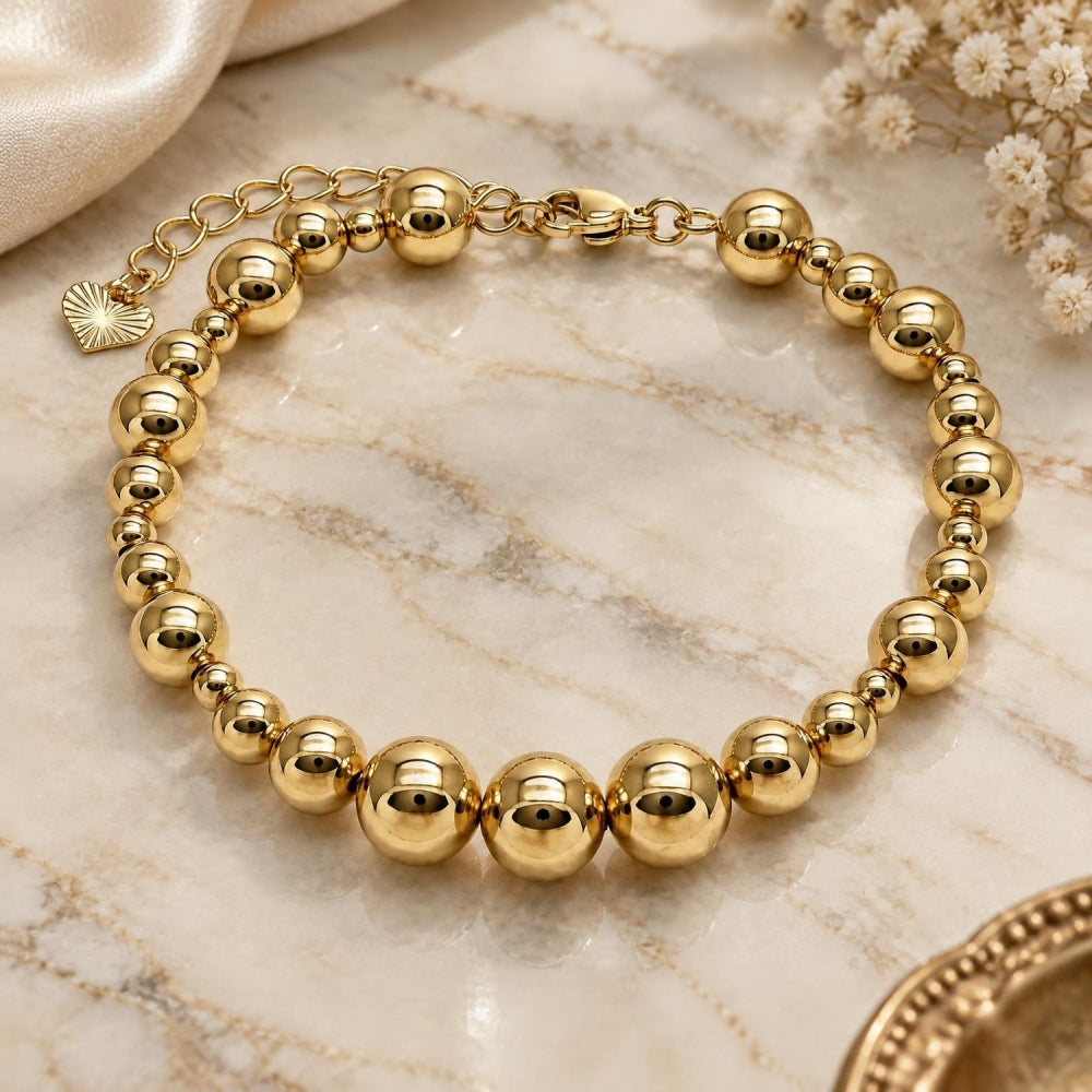 Oro Laminado Fancy Bracelet, Gold Filled Style Ball and Hollow Design, Polished, Golden Finish