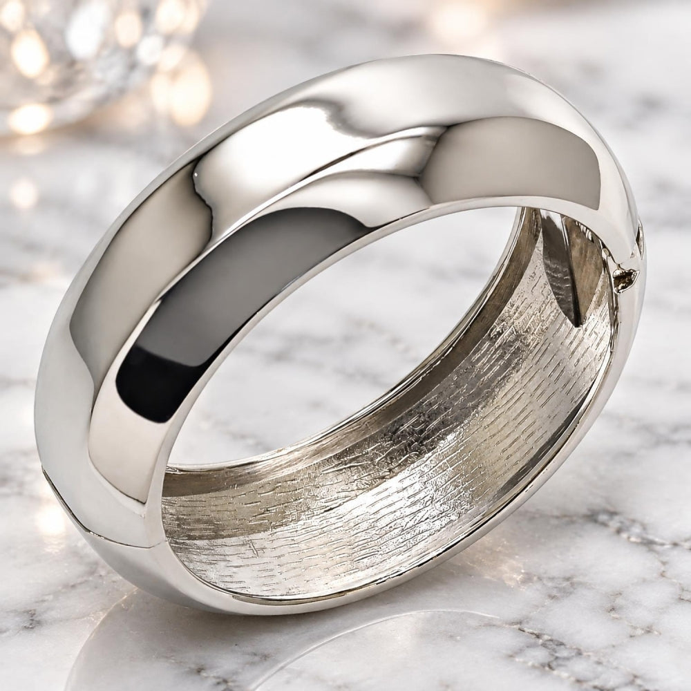 White Gold Filled Individual Bangle, Polished, Rhodium Finish