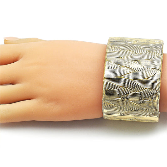 Oro Laminado Individual Bangle, Gold Filled Style Twist Design, Diamond Cutting Finish, Golden Finish