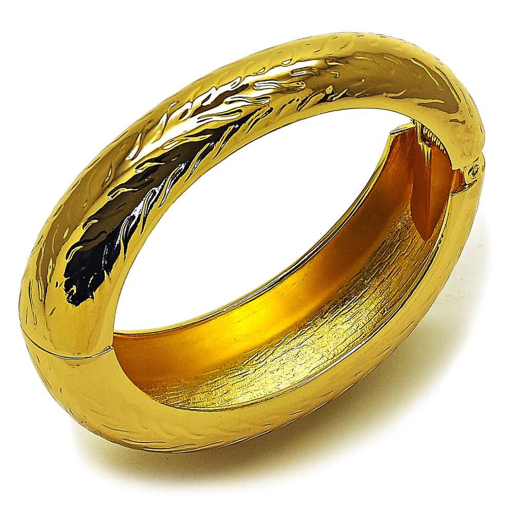 Oro Laminado Individual Bangle, Gold Filled Style Diamond Cutting Finish, Golden Finish