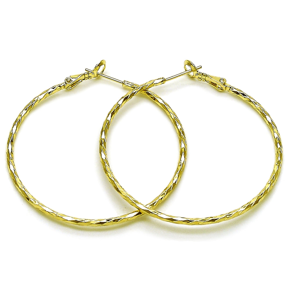 Oro Laminado Medium Hoop, Gold Filled Style Diamond Cutting Finish, Golden Finish