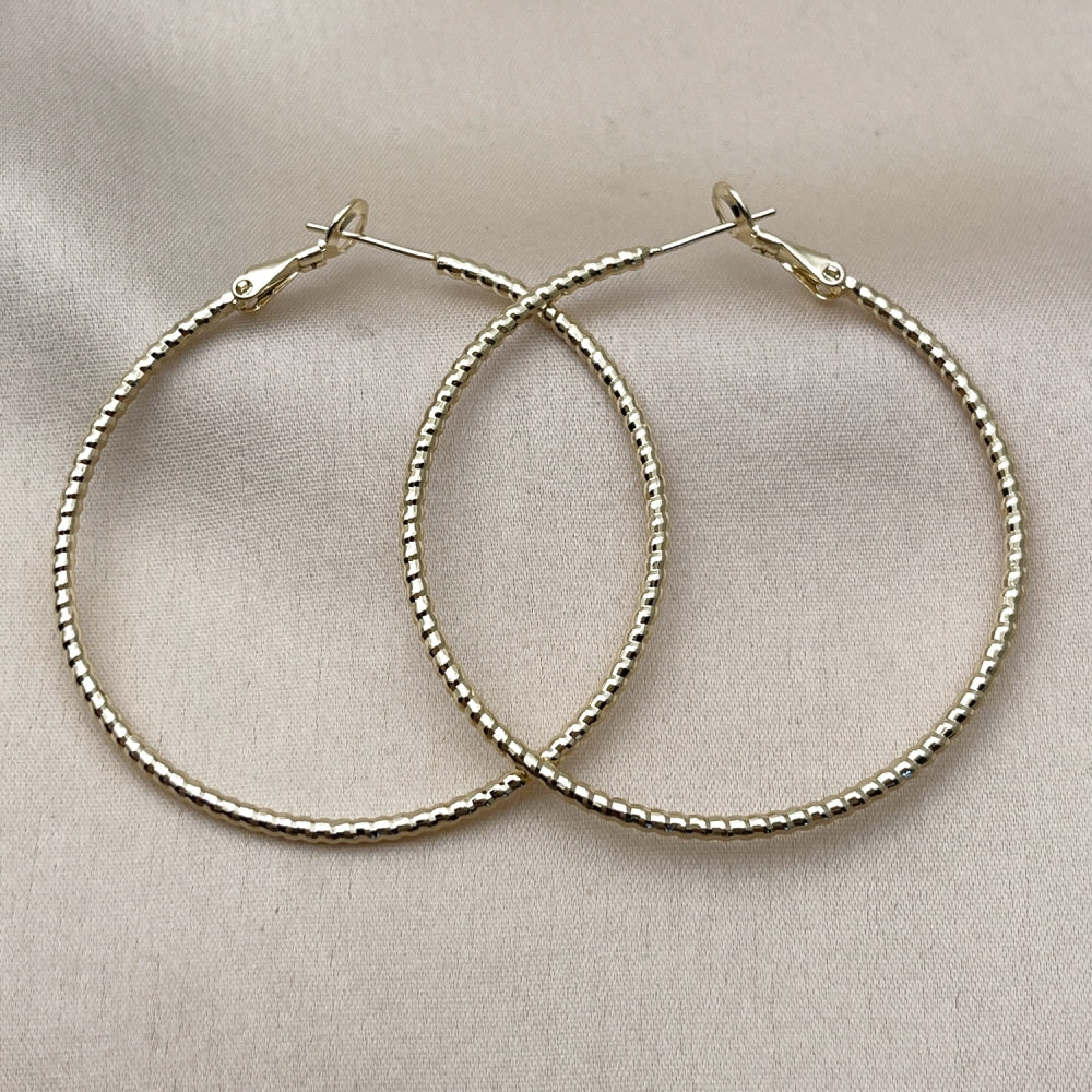 Oro Laminado Large Hoop, Gold Filled Style Diamond Cutting Finish, Golden Finish