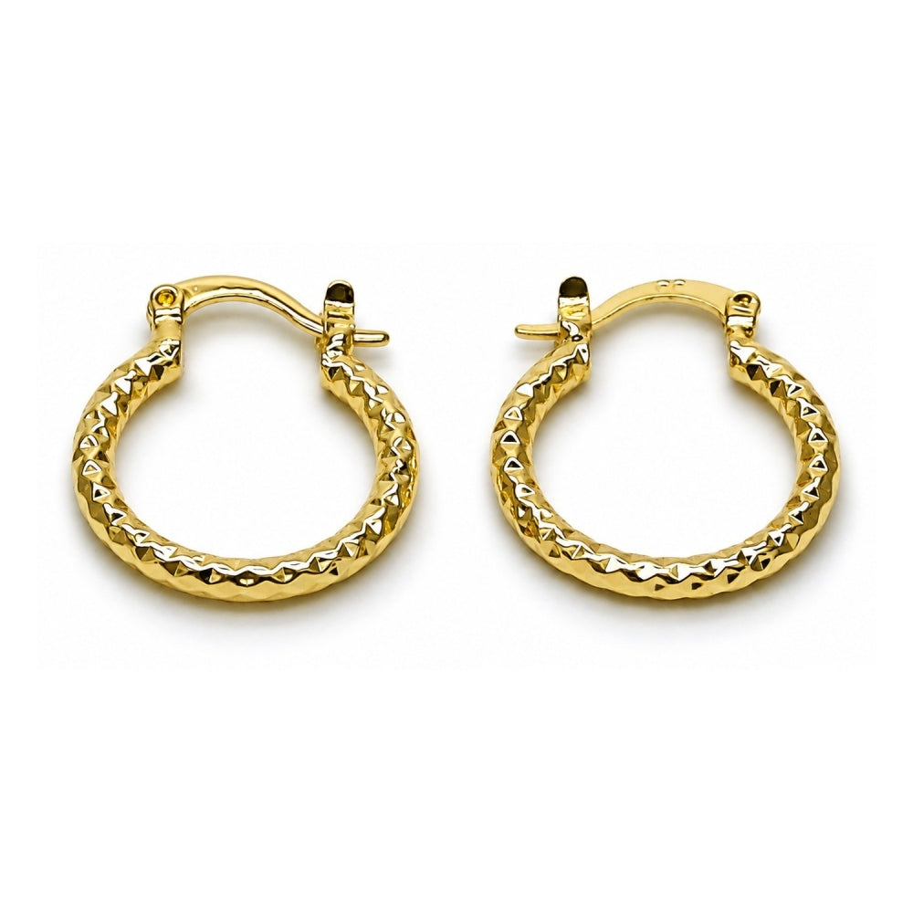 Oro Laminado Small Hoop, Gold Filled Style Diamond Cutting Finish, Golden Finish