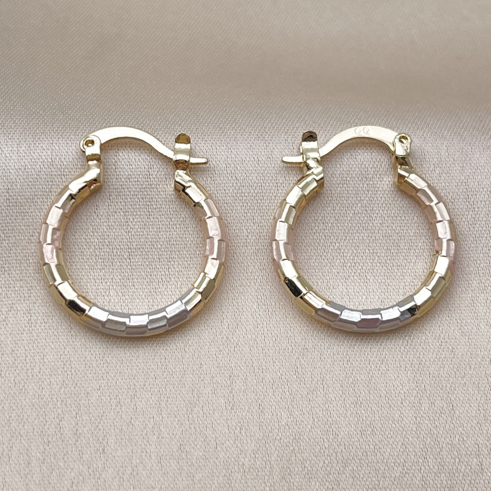 Oro Laminado Small Hoop, Gold Filled Style Diamond Cutting Finish, Tricolor