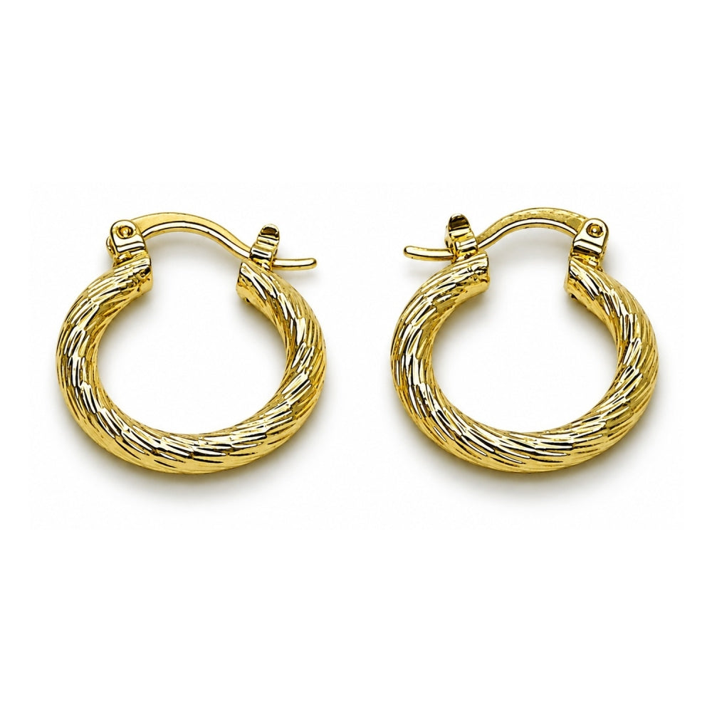 Oro Laminado Small Hoop, Gold Filled Style Diamond Cutting Finish, Golden Finish
