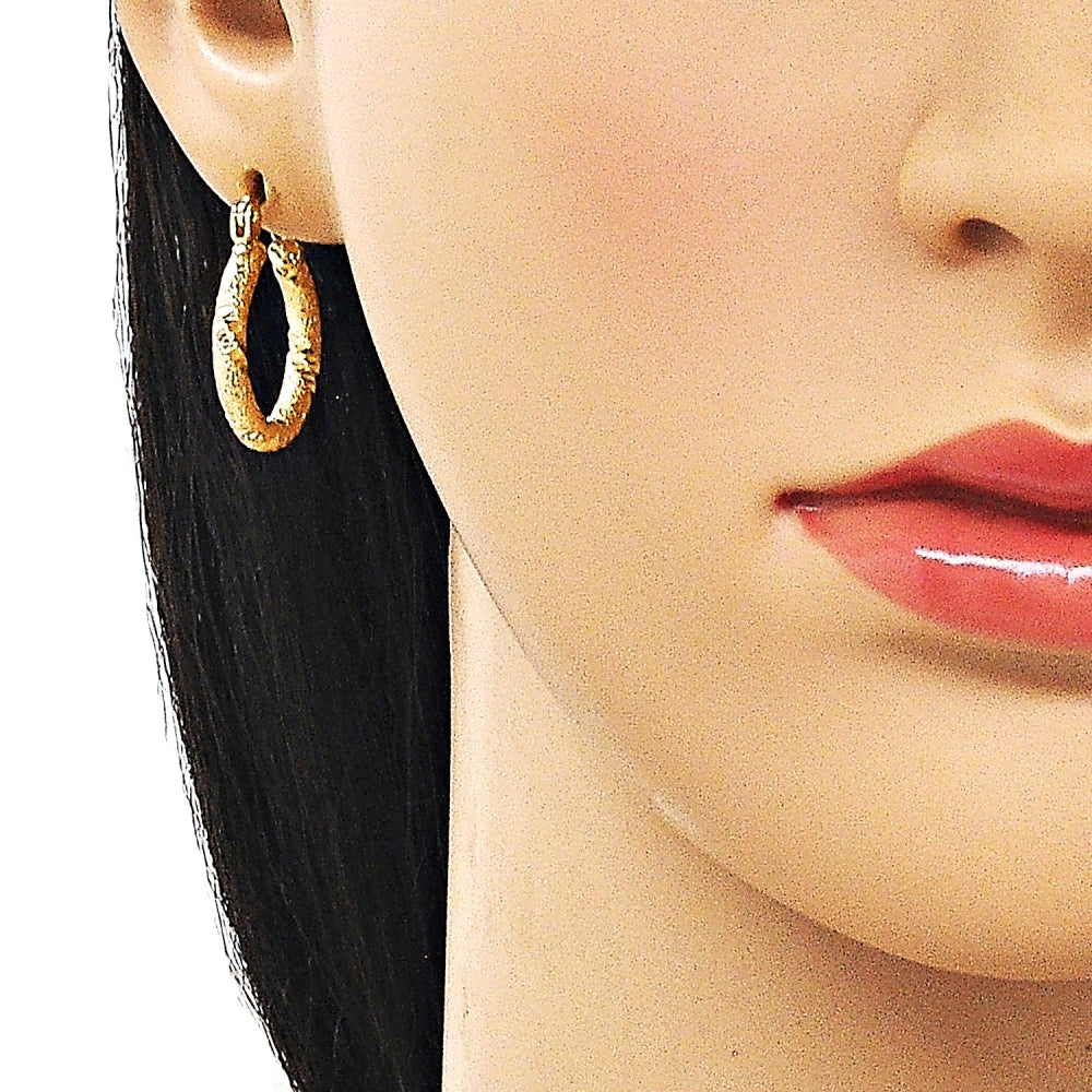 Oro Laminado Small Hoop, Gold Filled Style Matte Finish, Golden Finish