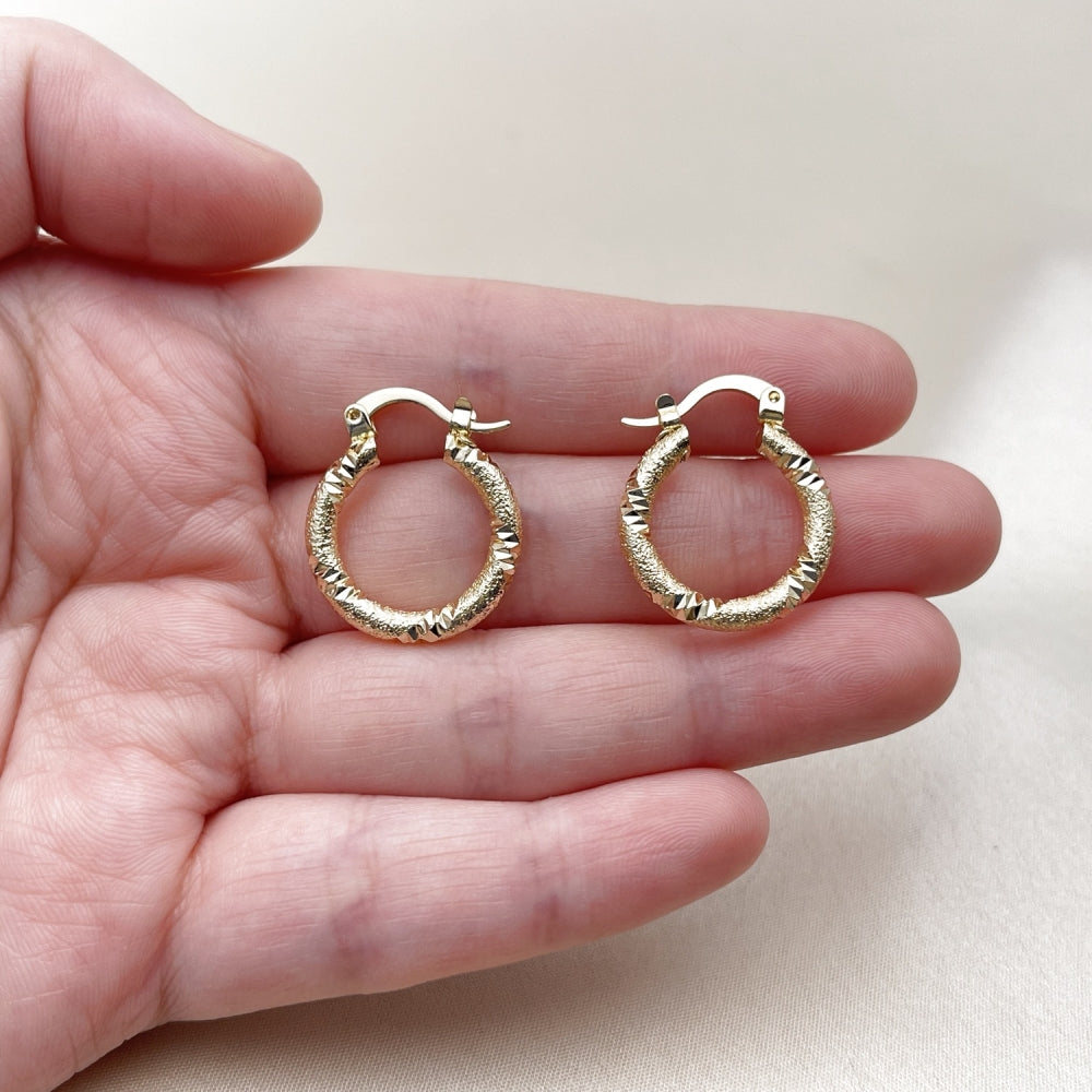 Oro Laminado Small Hoop, Gold Filled Style Matte Finish, Golden Finish