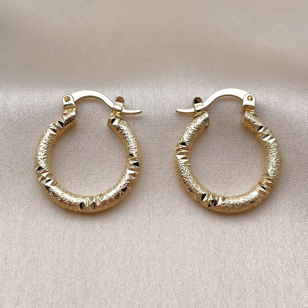 Oro Laminado Small Hoop, Gold Filled Style Matte Finish, Golden Finish
