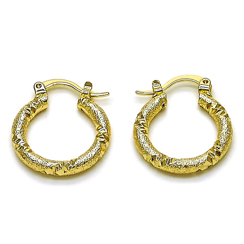 Oro Laminado Small Hoop, Gold Filled Style Matte Finish, Golden Finish