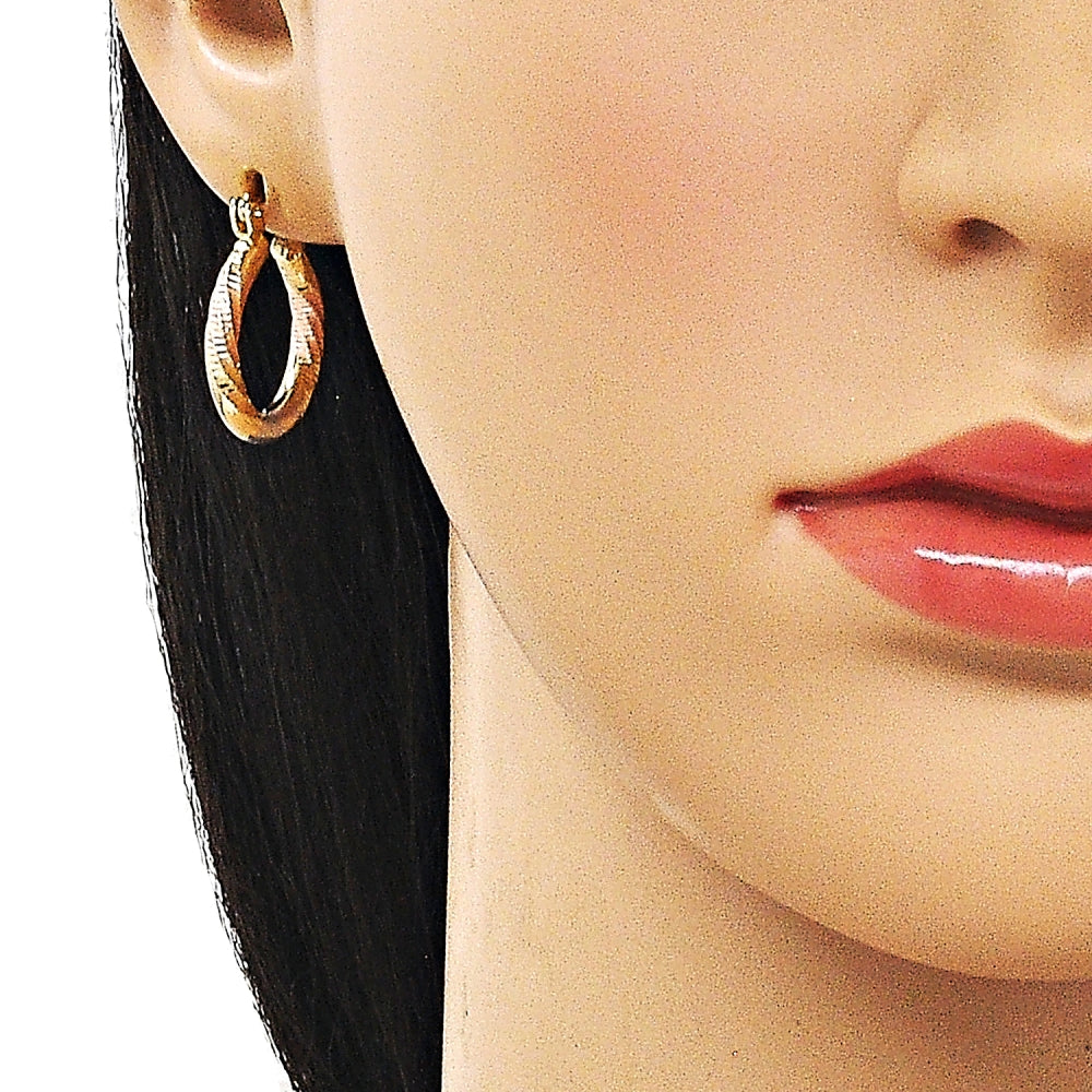 Oro Laminado Small Hoop, Gold Filled Style Diamond Cutting Finish, Tricolor