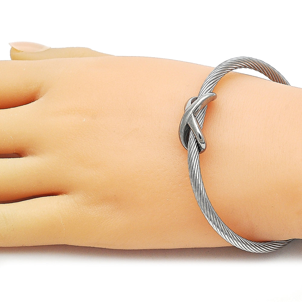 Stainless Steel Individual Bangle, Infinite Design, Polished, Steel Finish