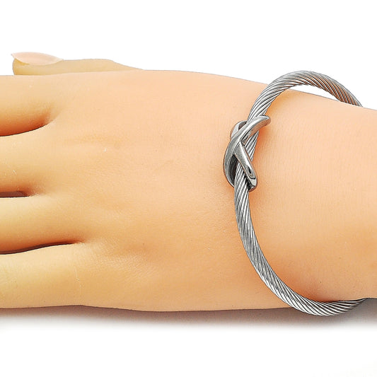 Stainless Steel Individual Bangle, Infinite Design, Polished, Steel Finish
